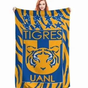 Cozy Flannel Blanket with Universidad de Nuevo Leon Tigers Logo – Soft, Washable, All-Season Throw for Bed, Sofa, Travel & Camping – Perfect Gift for Halloween & Christmas, Bed And Sofa Throw Contemporary Blanket Durable Comfort