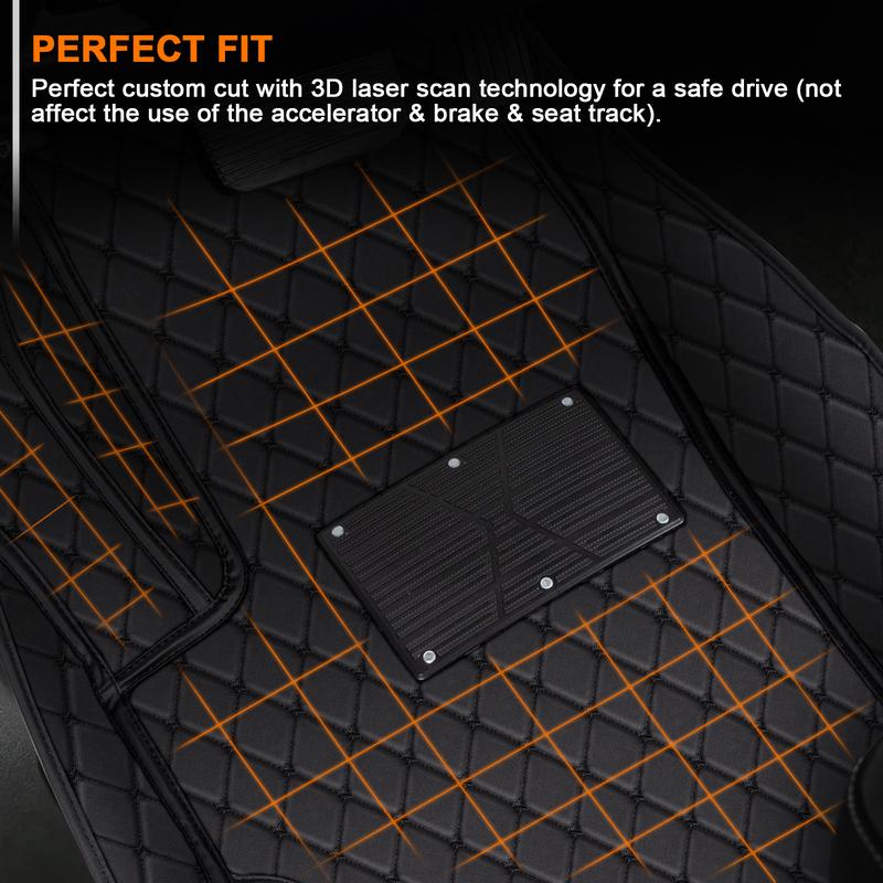 For 2008+ Honda Accord Car Floor Mats Full Coverage Waterproof Non-Slip All Weather Easy to Clean Wear-Resistant Nappa Leather Front & Rear Floor Liners Black