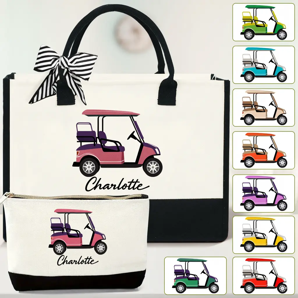 Personalized Golf Cart Combo Bag - Golf Personalized Bag, Golfer Gift Bag, Golf Lovers Gift, Golf Clubs Bag, Golf Tote Bag, Golf Gift Women Bag MLN-1884-LTH