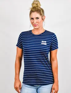 Bonjour Striped Tee Navy Blue
