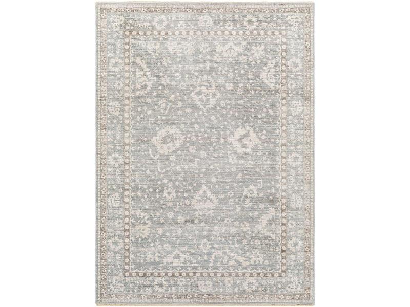 Livabliss CSI2309-710RD 7'10"x7'10" Round Shape Elegant Aesthetic Area Rug - Machine-Woven Polyester Face, Taupe Multi-Color with Light Blue Accents, High-Traffic Home Decorative Living Room Rug, Elegant Rug