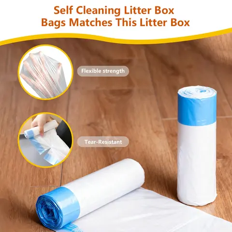 Disposable Pet Litter Box Liner Bags - 1 Roll, 15-Pack Ready Efficient Disposable Bags with Thick Film, Durable Heavy-Duty Tear-Proof Design for Fresher Tray Areas, Self-Cleaning Support
