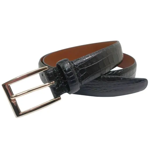Brooks Brothers Crocodile Embossed Leather Belt