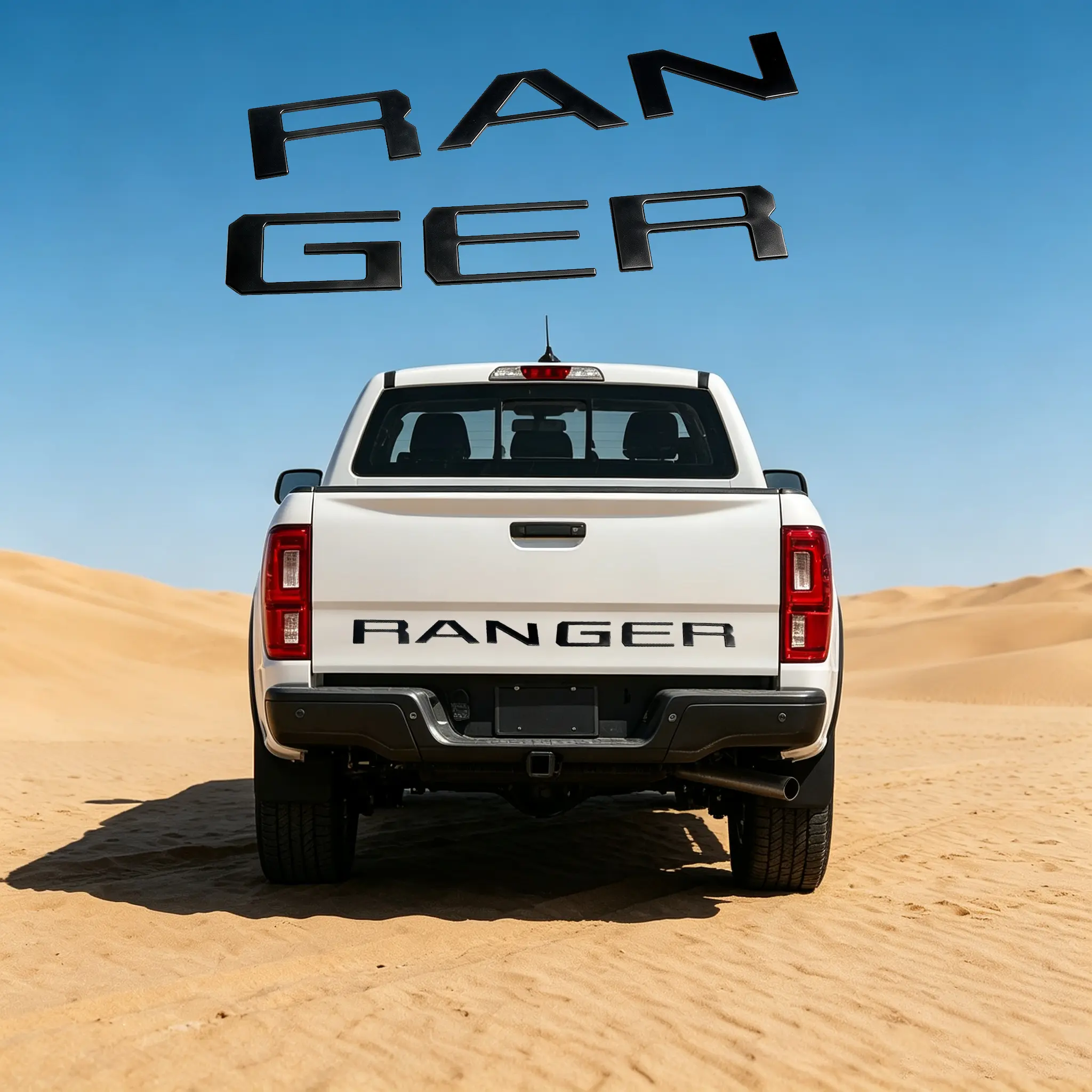 3D Raised RANGER Tailgate Letter Emblem, Gloss Red ABS Truck Rear Badge Decal Fit Ford Ranger Accessories