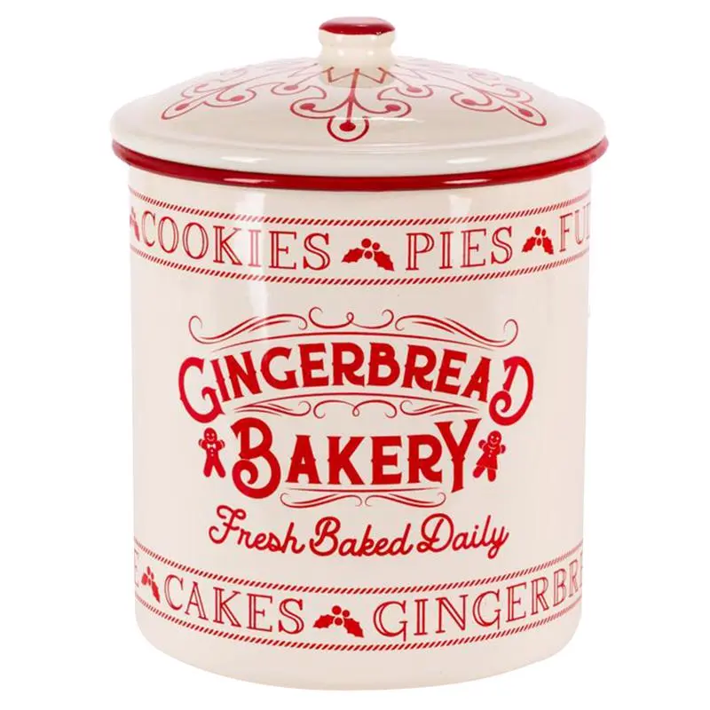 Gerson 9087156 8 in. Gingerbread Bakery Cookie Jar, Red & White - Pack of 4