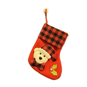 Christmas Stocking with Plaid Design Decoration for Festive Home Decor - Set of 4