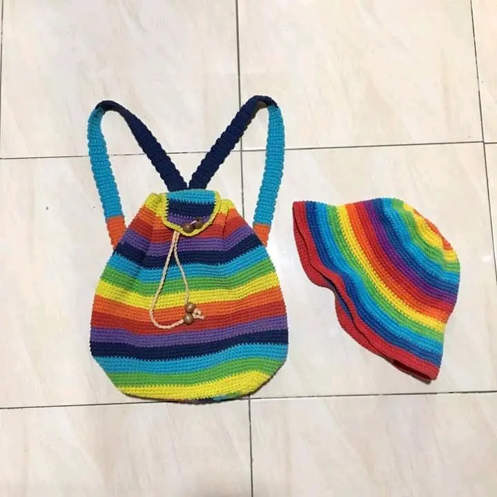 Crochet Backpack With Matching Hat