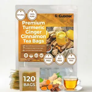 GUDCOIX Premium Turmeric Ginger Cinnamon Tea Bags, 100% Natural, No Additives, Caffeine Free,120 Bags