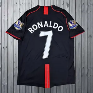 2007 2008 Away Retro Black No.7 Ronaldo ShortSleeved Soccer Jersey