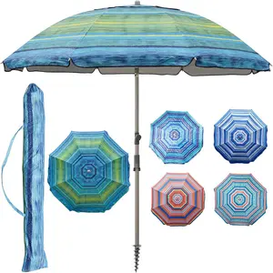 shore beach umbrella Beach  7.2' Beach Umbrella with Sand Anchor, Outdoor Portable Beach Umbrella for Sand with Tilt Pole, Carry Bag, Air Vent
