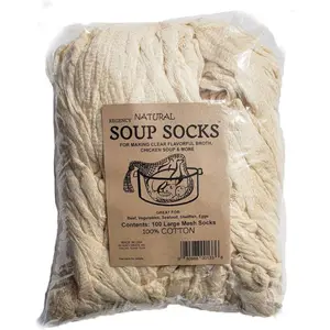 Regency Wraps Soup Socks, 24-inch 100 Pack, 100% Cotton Mesh Bags; for Clear Broths, Delicious Soups with No Straining; Fits Whole Chicken, Stew Meat, or Veggies