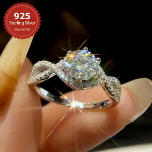1PC Luxury Women's Fashion 925 Sterling Silver Ring Wedding Band Engagement Party Birthday Anniversary Christmas Gifts for Women Girlfriend Fine Jewelry US Size 5-11#