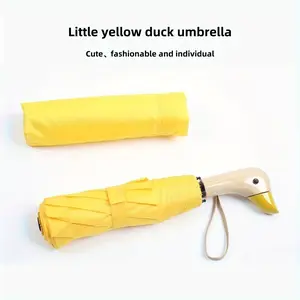 [Day & Gift] Duck Umbrella with 8-Rib Manual Opening, Cute Yellow Duck & - &, - -like Operation, Day & Gift, Parent- Matching (Dad & Little) - Iconic Duck Head Design
