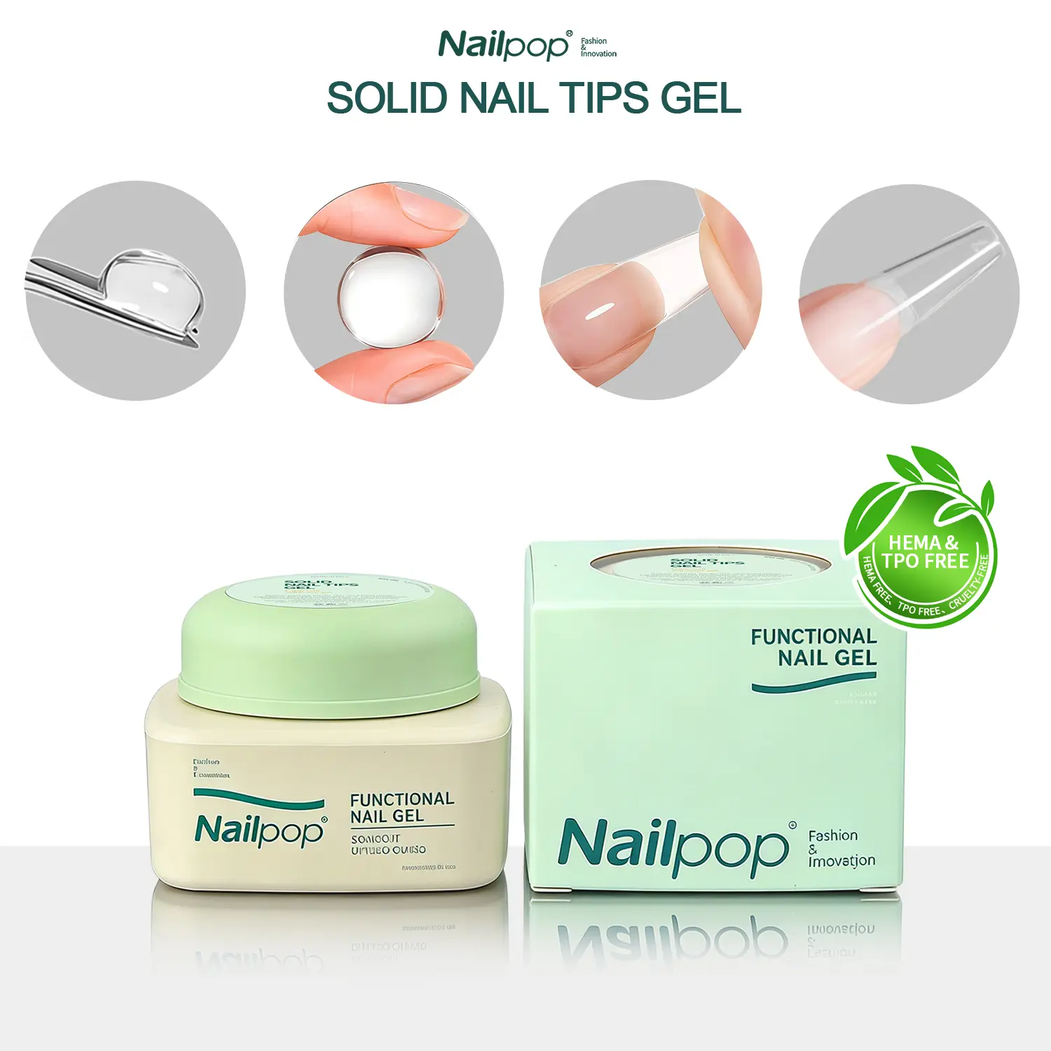 Nailpop 5-in-1 20g Solid Builder Gel - HEMA-Free Gentle Formula, Non-Sticky Glue for Tips & Rhinestones, Adjustable Flexible Option for At-Home Gel Nails, Easy Glossy Nail Art