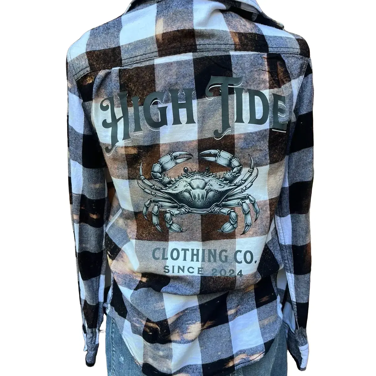 Casual High Tide Custom Chesapeake Bay Crab Bleached Flannel Shirt