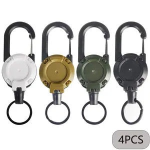 1/2/4pcs Extendable Retractable Holders Keychain Badge Reels Heavy Duty Clip With Carabiner Key Chain For Men Outdoor Bags Keychain Set