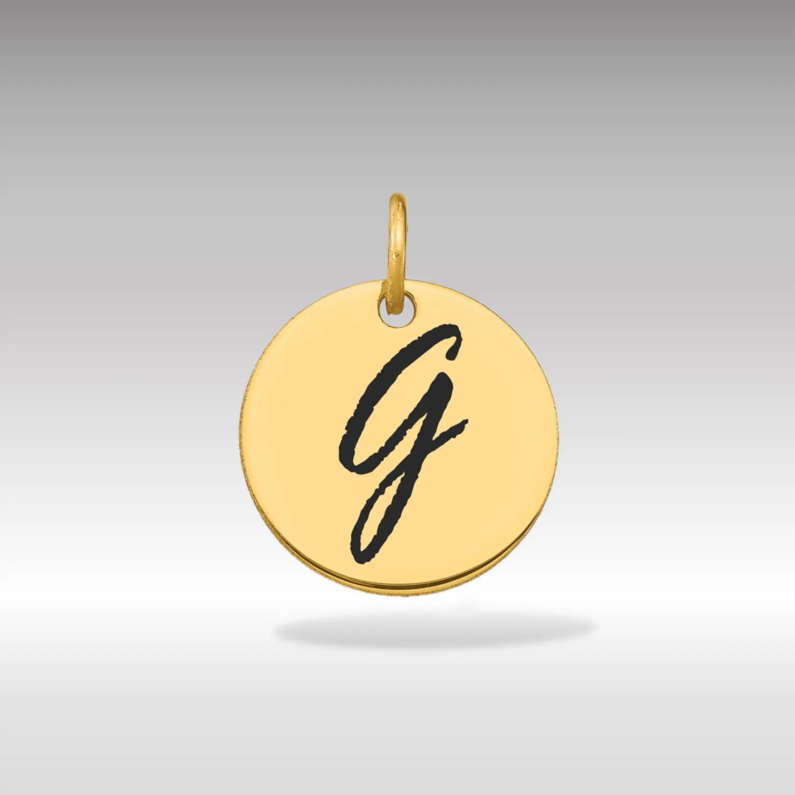 14K Gold Script Letter 'g' Circular Charm - Model YC1436G