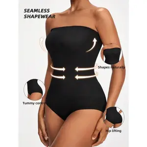 Seamless Shapewear Bandeau Bodysuit Black Womenswear(Sheet)