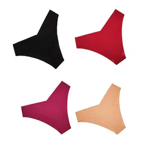 Seamless Ice Silk Breathable Cool Women's Underwear in Soft Beige Black Red & Fuchsia Colors Plain Pattern Comfortable Stylish Everyday Wear