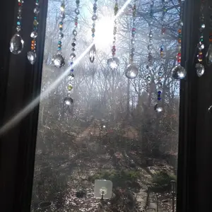 Window suncatcher, crystal window curtains, prism crystals, Multi colored crystals, boho decor