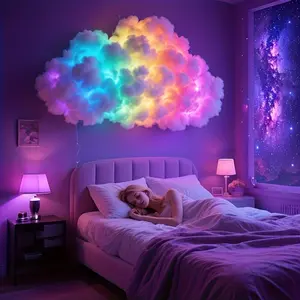 3D Thunder Cloud LED Strip Light Syncs Music, RGB Color Changing, USB Powered, Wireless Remote & APP Control, Indoor Bedroom Decor