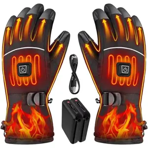 Heated Gloves for Men - Rechargeable Electric Battery Heated Gloves for Men and Women Touchscreen Winter Thermal Glove with 3 Heating Levels Waterproof for