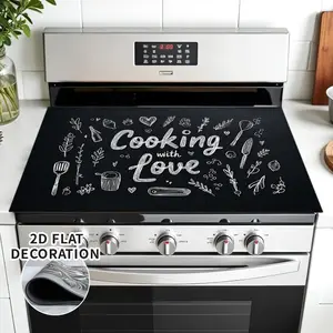 1 stove protection pad - anti slip surface, scratch resistant diatomaceous earth pad, equipped with kitchenware, vanilla, and text - suitable for induction cookers, electric stoves, and ovens - countertop storage, stove protection pad,