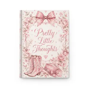Pretty Little Thoughts journal | Hardcover Notebook, Pink Floral Bow Design