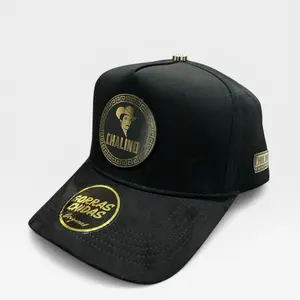 Unisex Plate-Style Snapback Hat with "Chalino" Suede Visor, Plaque Detail, Adjustable Size, Trendy Fashion Accessory