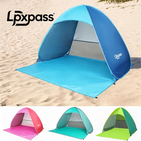 Lpxpass Pop Up Family Tent - Portable Outdoor Equipment, 1-4 Person Space, UPF 50+ UV Resistant, Lightweight Compact Enclosed Space, Foldable with Zippered Door for Camping, Beach Shade, Casual Use