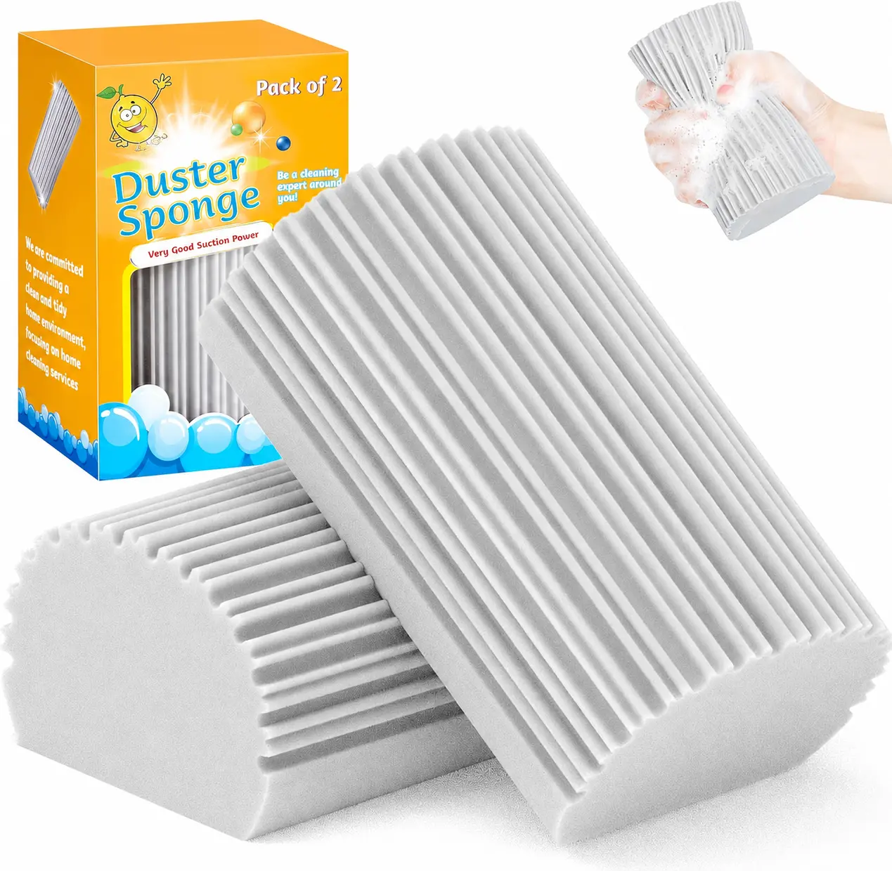 2/4/6/8-Pack Damp Clean Duster Sponge, Magic Sponge Eraser Baseboard Cleaner Tool, Dusters for Cleaning Blinds, Glass, Vents, Railings, Mirrors,Window Track Grooves and Faucets