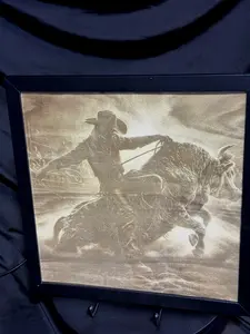 Framed  professional Bull Rider Engraving
