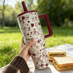 Hydrojug 40oz Western Retro Doodle Insulated Tumbler - Large Capacity for Commute & Office Desk daily life