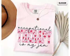 Comfort Colors Occupational Therapy Is My Jam Shirt, Strawberry OT Shirt, Pediatric COTA Gift, Fine Moto Promoter, OT Gifts, Therapist Shirt Top Womenswear Medium Casual