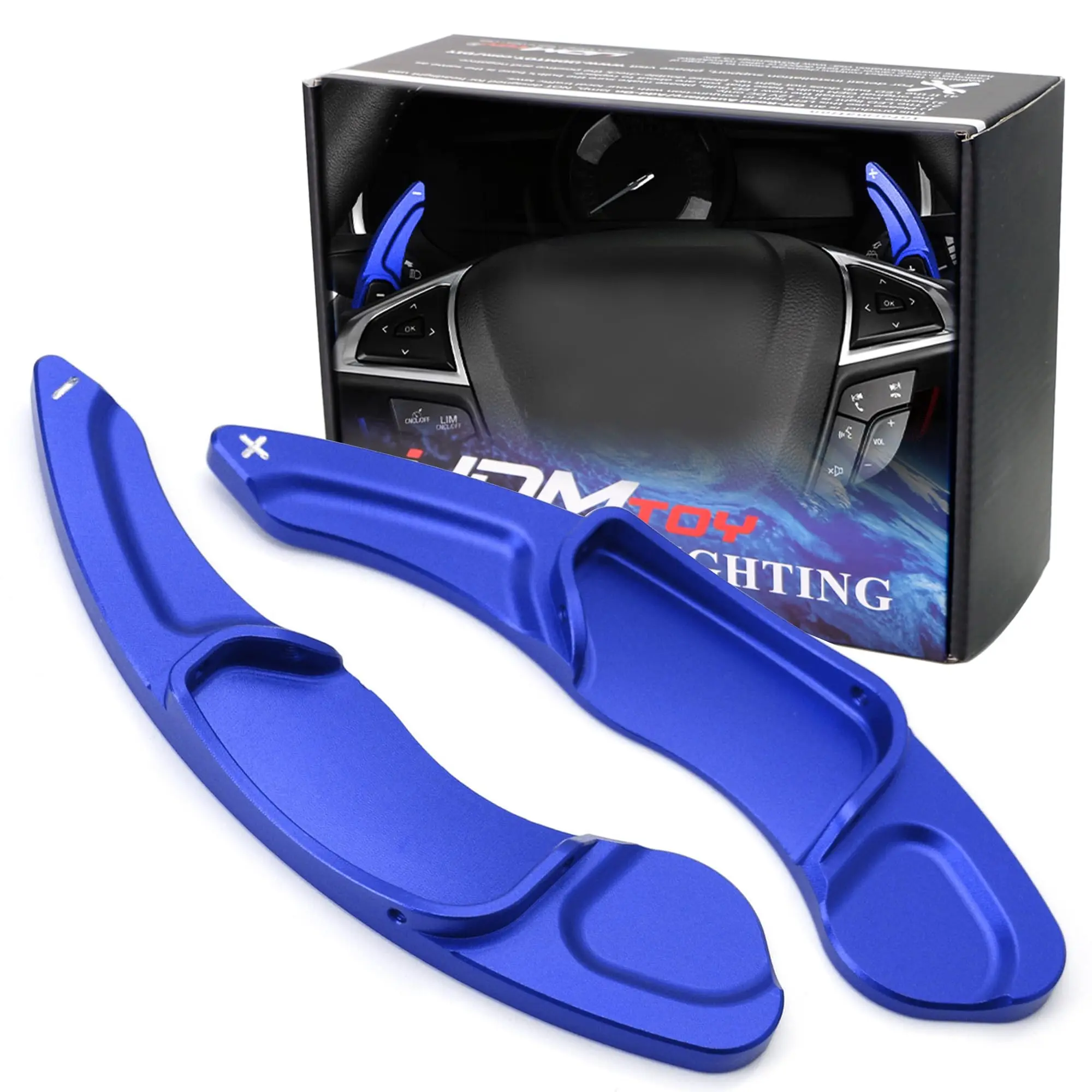 iJDMTOY Blue CNC Billet Aluminum Large Paddle Extensions For 2013-2020 2nd Gen Ford Fusion, 2013-2016 Ford Edge, 2016-2018 Lincoln MKX