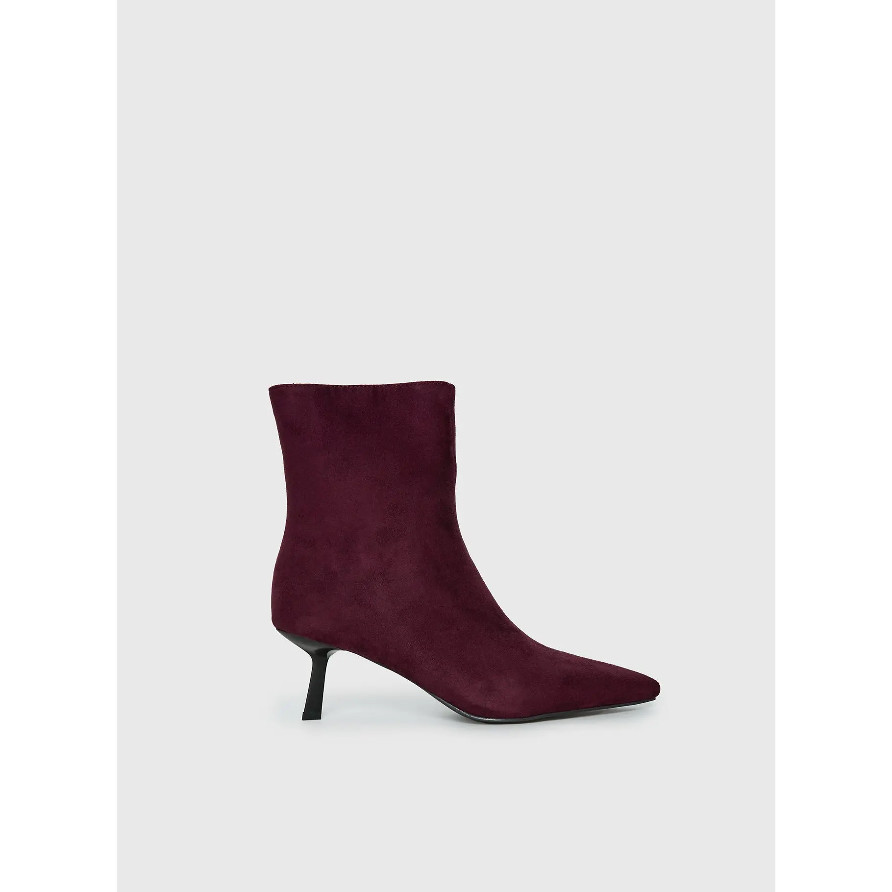 Serene Faux Suede Pointed Toe Ankle Boots Burgundy