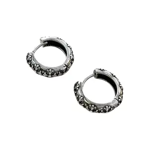 15mm Cross Hoop Earrings for Men Women Streetwear Punk Hip Hop Unisex Earrings