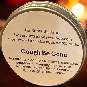 His Servants Hands Cough Be Gone - Therapeutic Treatment for Cough Relief - Coconut Oil & Essential Oils - Apply to Feet & Chest - Healthcare & Healing Therapy