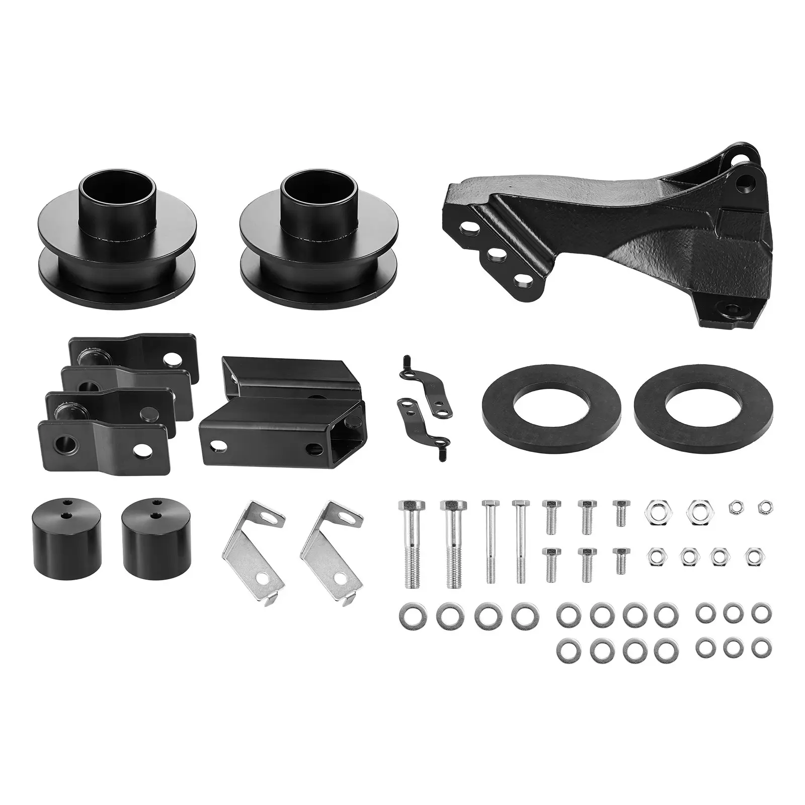 【Summerfinds】VEVOR 2.5 Inch Front Leveling Lift Kit for 2011-2023 Ford F250 F350 F450 Super Duty 4WD Models, Chassis Level Kit with Track Bar Relocation Bracket, Coil Spring Spacers, Isolators, Shock Extenders, Full Kit, Aluminum Alloy
