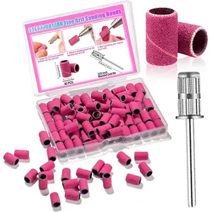 80 count  Drill Bits, Sanding Bands for  Drill Bits  Tech, Professional 180 Fine Grit  File Sanding Bands with 3.1mm Mandrel Bit for  Nails Gel Removing Manicures Pedicure