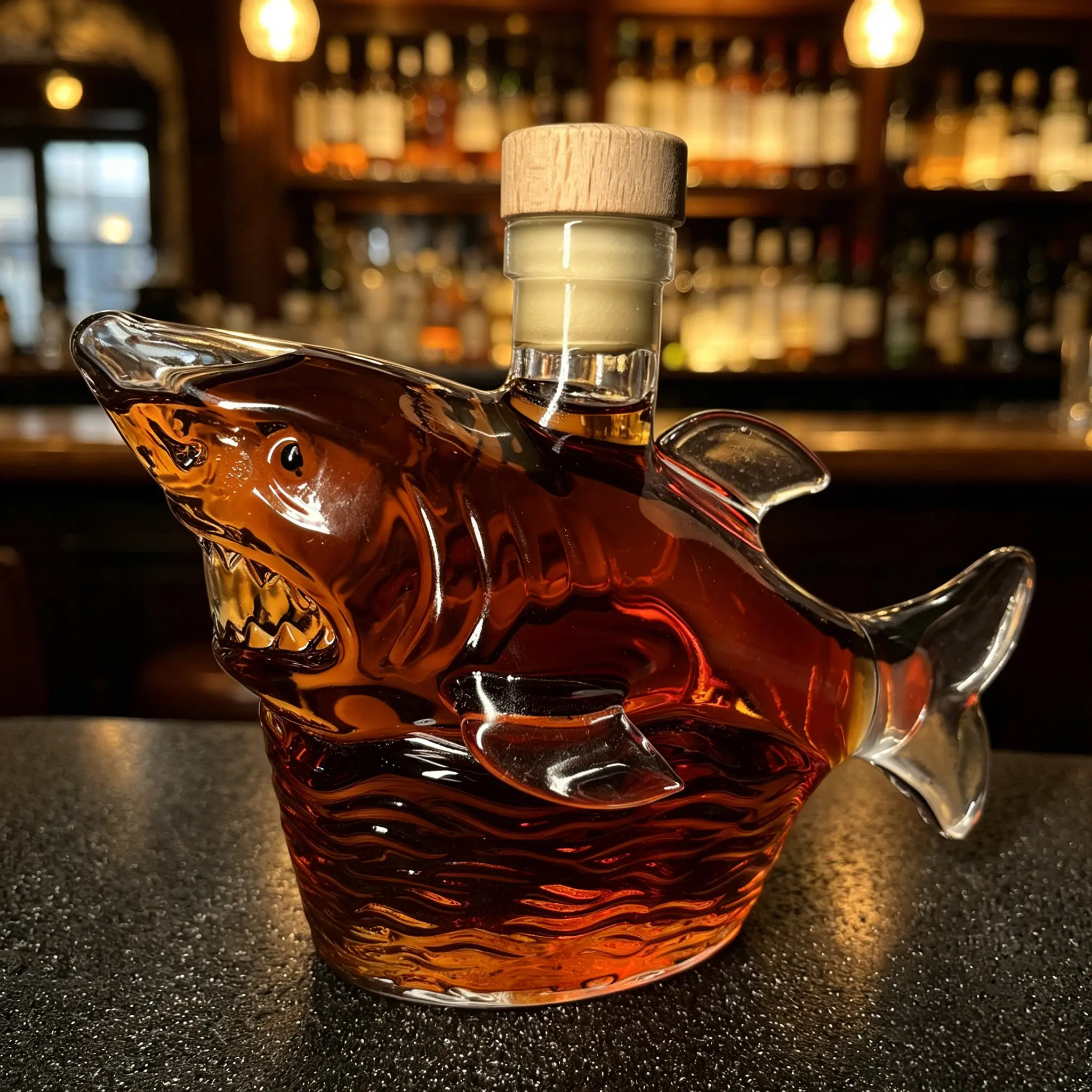 Shark Shape Whiskey Decanter, Creative Ocean Theme Liquor Bottle Glass Shark Shape Whiskey Decanter, Creative Ocean Theme Liquor Bottle Glass