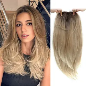Ms Taj Hair Topper 18 Inch Hair Toppers for Women with Thinning Hair Long Layered 6.5"X6.5" Synthetic Toppers Hair Pieces for Women Fiber Wiglets Ladies