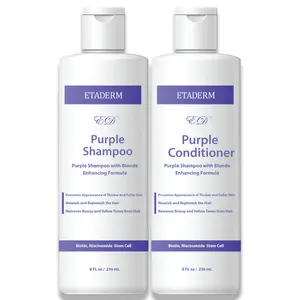 ETADERM Purple Toning Shampoo & Conditioner for Blonde, Bleached, Highlighted & Silver Hair – Neutralizes Brassiness, Stimulates Hair Growth with Aloe, Biotin & Apple Stem Cells – Sulfate-Free