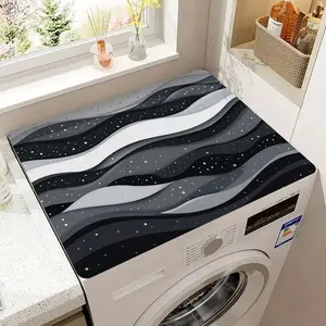 Abstract Wave Pattern Washing Machine Cover Mat, 1 Count Non-slip Drain Mat, Dish Drying Mat for Kitchen & Laundry Room Decor, Household Dust Cover