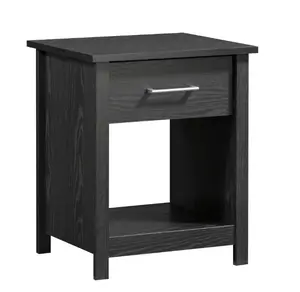 Hillside Nightstand with Drawer, Black Finish - Perfect for Your Bedroom