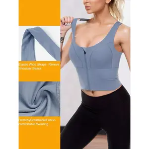 Sports Bras With Zip Front, Fitness Gym Yoga Workout Crop Tops With Built-in Bra, Women's Activewear