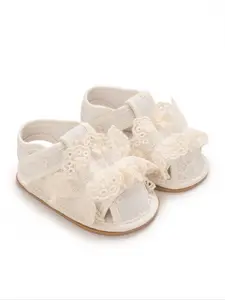 Spring Summer New Baby Girl Sandals Soft Sole Lace Flower Princess Series Infant Walking Shoes Comfortable Cute Toe Cover Slippers