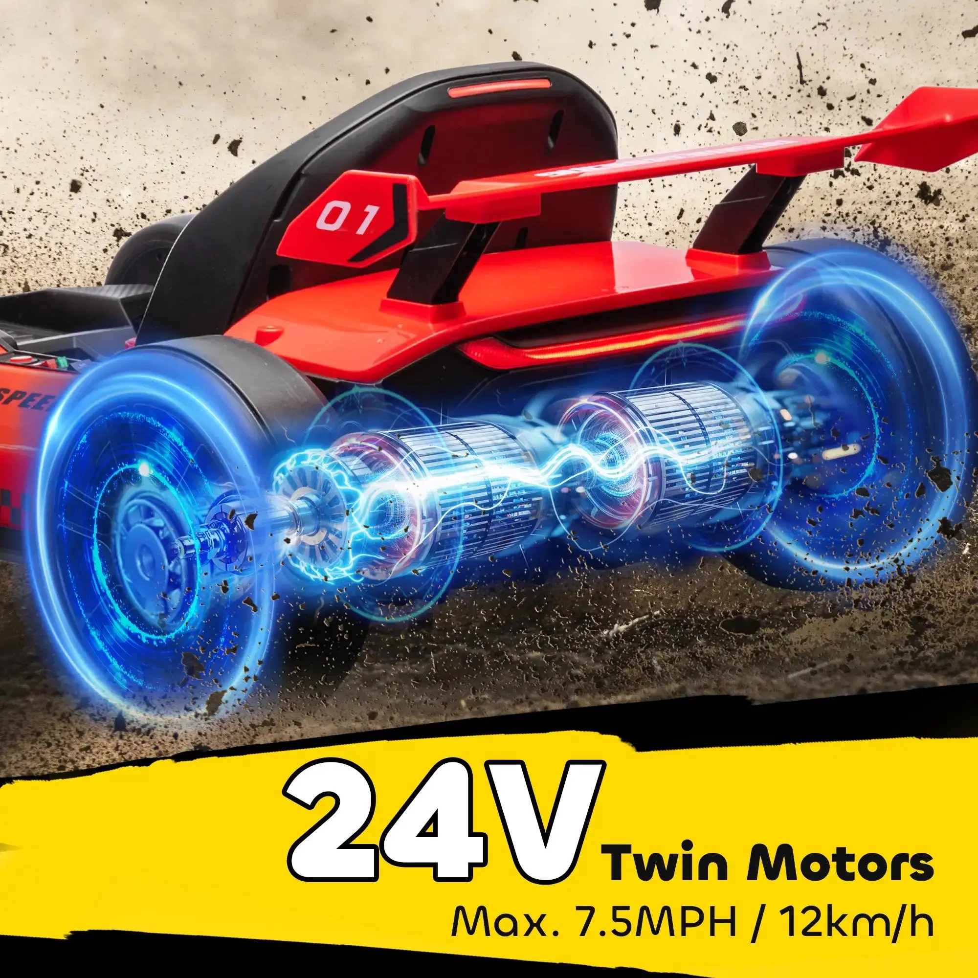 Aosom 24V Electric Go Kart, 7.5/8.1mph, Drifting Car Battery Powered Ride on Toy with Slow Start, Music, Horn, for 6-12 Years Old Aosom 24V Electric Go Kart, 7.5/8.1mph, Drifting Car Battery Powered Ride on Toy with Slow Start, Music, Horn, for 6-12 Years Old