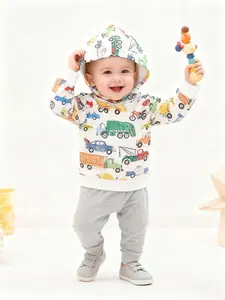 Autumn Winter Boys Girls Casual Cute Clothing, Car Print, Car Graphic Hoodies, Pullover Sweatshirt, Comfortable and Stylish Kids Apparel