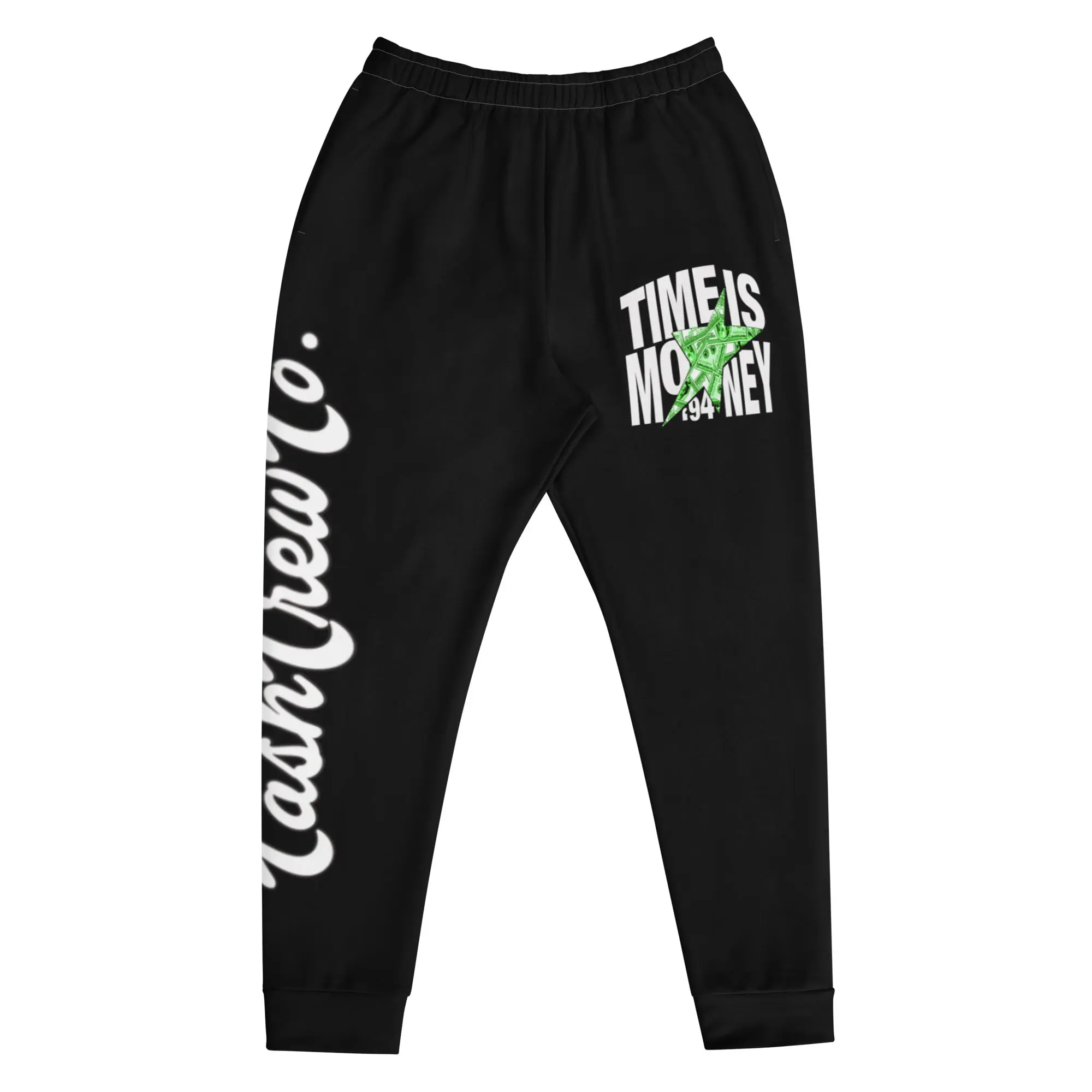 CashCrewCo. TimeIsMoney' Black/LimeGreen Men's Joggers